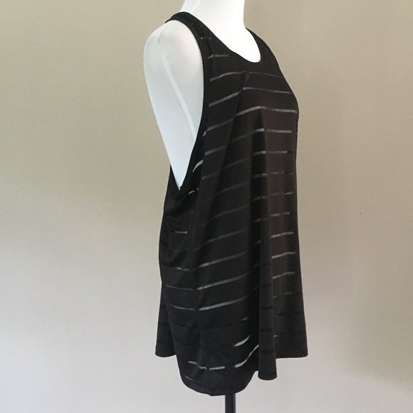 XL Black Sheer Striped Pullover DriWorks Top - Picture 3 of 7